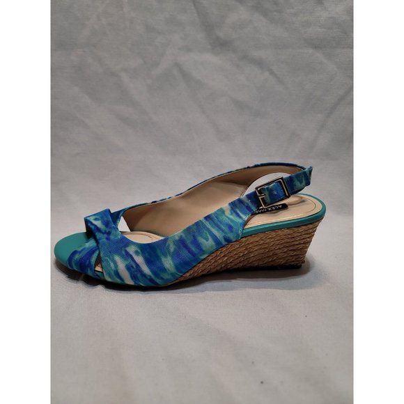 Alex Marie Turquoise Wedge Strappy Sandals Size 10M Open Toe - Picture 1 of 9